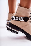 Suede Warm Boots With A Belt Beige Aurelio