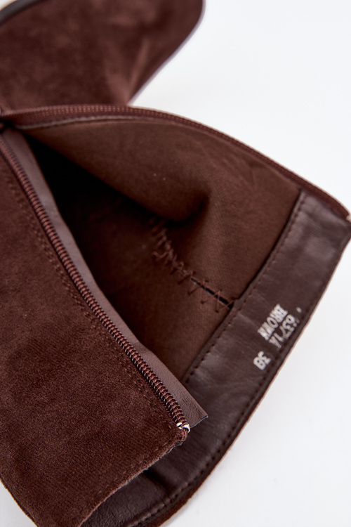 Damskie Botki Eko Zamszowe Obcas Słupek Czekoladowe Inessa