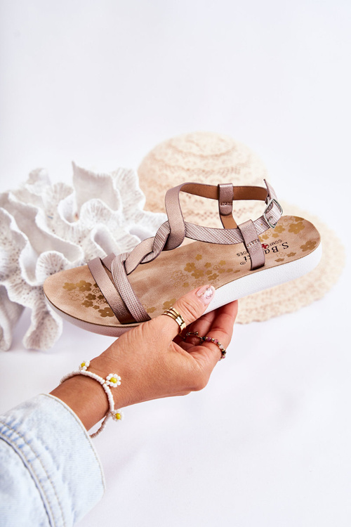 Children's Leather Sandals With Buckle Silver Dimmel