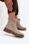 Women's Snow Boots on Platform with Fur Beige Briselle