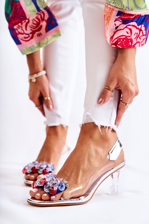 Elegant Pumps With Ornament Silver Amalia