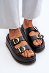 Women's Slides on Chunky Platform Black Mililena