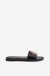 Women's Sandals With Eco Leather Decoration On Flat Heel Black Sadria
