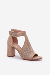 Sandals With Perforated Pattern On Heel Eco Suede Beige Helori