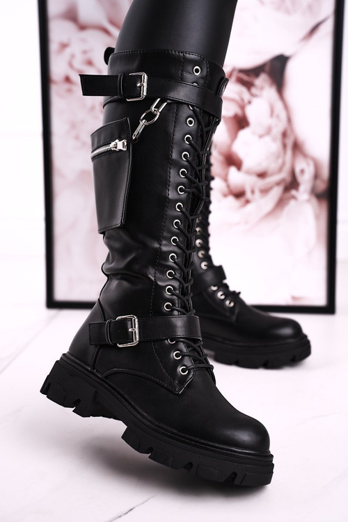 Women's Insulated High Boots with Detachable Purse Black Brooklyn