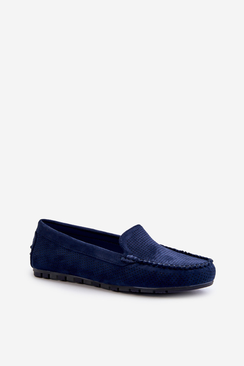 Women's Navy Suede Moccasins Ranica