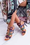 Stiletto Sandals Jetted Studs Rockers Multicolored
