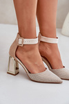 Heeled Sandals With Pointed Toes Beige Gekkaria