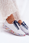 Leather Brogues On Patterned Platform Artiker 52C1713 White-Navy