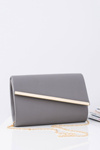 Women's Laminated Clutch Bag on a Gold Chain Grey