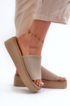 Women's Platform Slides Sergio Leone SK083H Beige