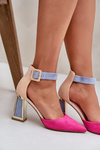 Heeled Sandals With Pointed Toes Fuchsia Gekkaria