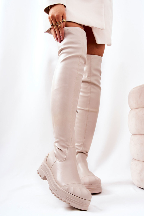 High boots with zip Beige Charmaine