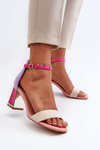 Pink suede sandals with a block heel Pholia