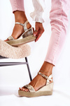 Leather Wedge Sandals Gold Gabriela