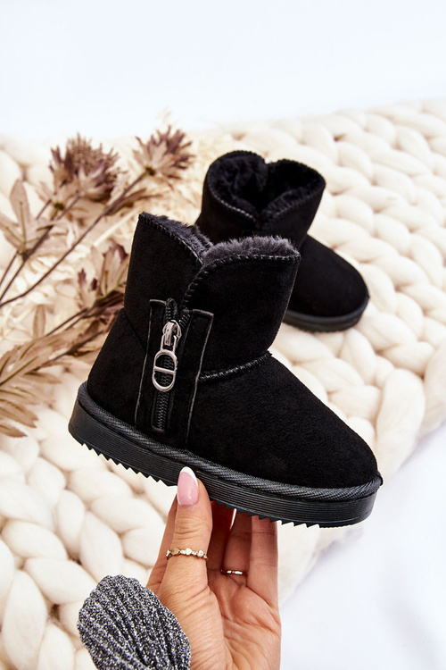 Children's Slip-On Insulated Snow Boots Black Catellie