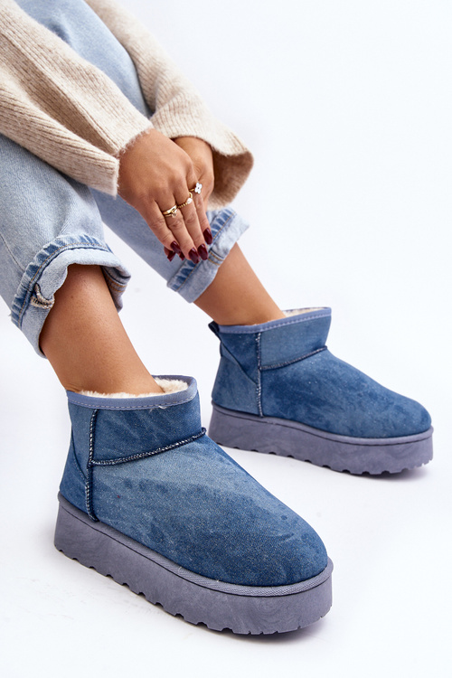 Women's Snow Boots with Glitter on Platform Blue Margella