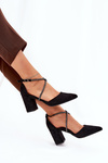 Pumps With Pointed Toes And Decorated Straps On A Heel Black Verithas