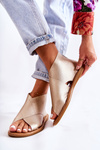 Women's Leather Sandals Broad Foot Gold Catalise