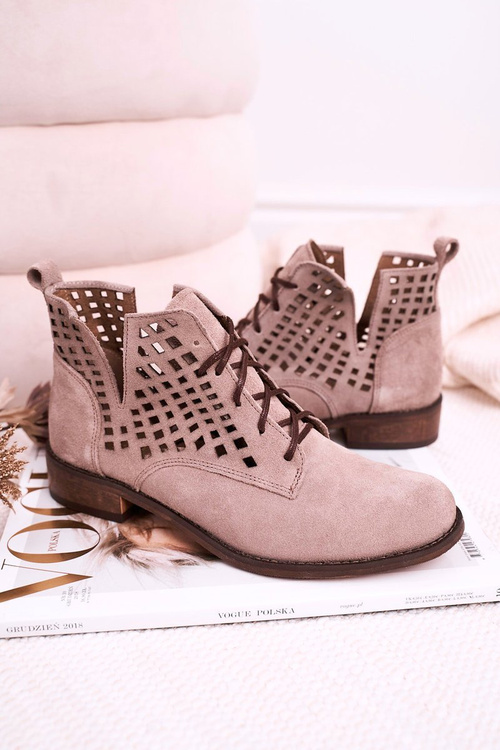 Women's Openwork Boots Suede Cappuccino Susannah
