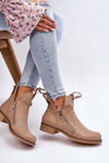 Women's Flat Heel Leather Boots Beige Artemis