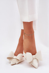 High Heels With Open Heels And Bow Ecru Eklevia