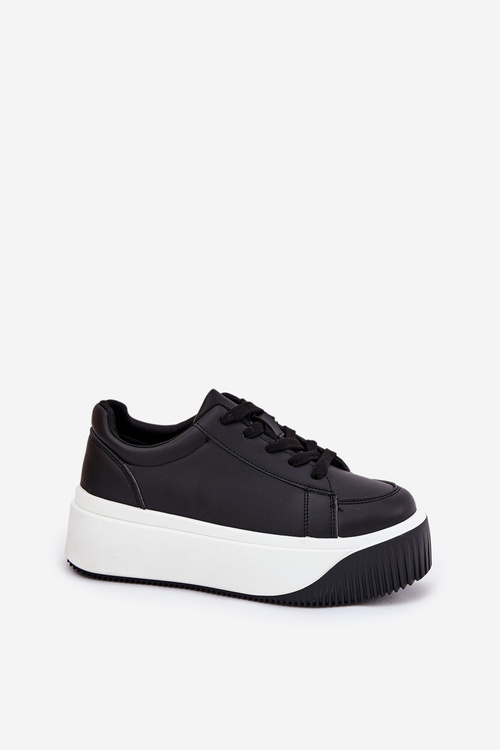 Sneakers On Massive Platform Smooth Black Tirvanis