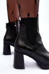 Leather Boots On Heel Black Liresa