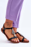Leather Sandals With A Decorative Snake S.Barski KV-5541-42 Black