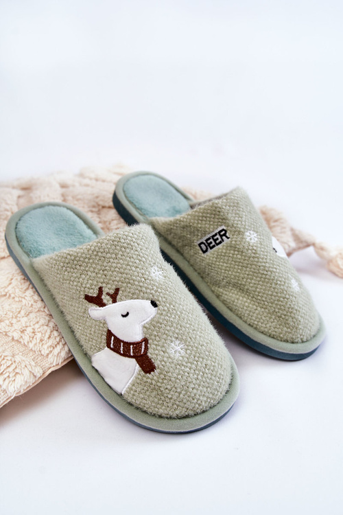 Papcie Damskie Świąteczne Z Reniferem Zielone Millio