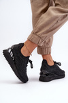 Women's Wedge Sneakers Adorned with Zirconia D&A MR38-377 Black