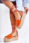 Suede Wedge Sandals Orange Livia
