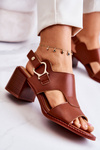 Leather High Heel Sandals La.Fi Brown Leratto