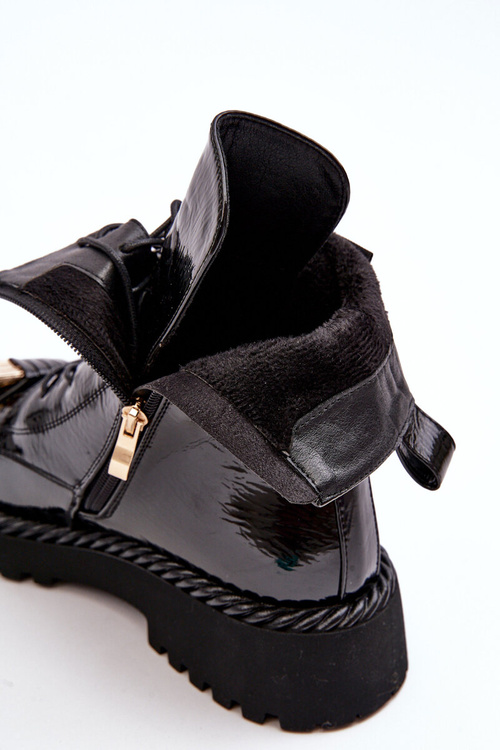 Women's Lacquered Boots Workery With Decoration Black SBarski MR870-67
