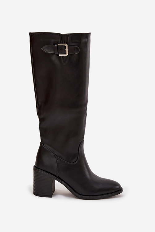 Women's High Heel Boots with Buckle Black Brenira