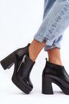 Women's Boots On Massive Heel With Zipper 1755 Zazoo Black