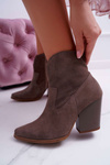 Women's Heeled Boots Leather Suede Cappuccino Nicole 2433