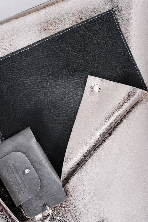 Large Silver Women's Shopper Handbag + Smaller Purse