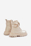 Girls Patent Boots Insulated With Decorative Strap Beige Gilian