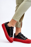 Women's Lacquered Platform Sneakers GOE LL2N4021 Black-Red