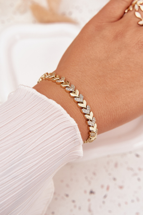Women's Bracelet Hearts with Zirconia Gold