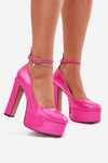 Lacquered High Heeled Pumps With Platform Pink Nianka