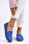 Women's Suede Loafers With Embellishments Blue Leah
