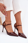 Patent Leather Heels with Strap Chocolate Tarilin