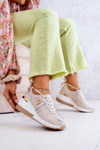 Buty Sportowe Sneakersy Damskie Skórzane Beżowe Loissa