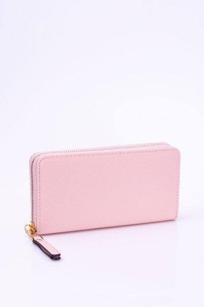 Large Ladies Striped Pink Wallet Gold Plated Hardware