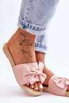 Fashionable women's slippers with a bow Pink Estera