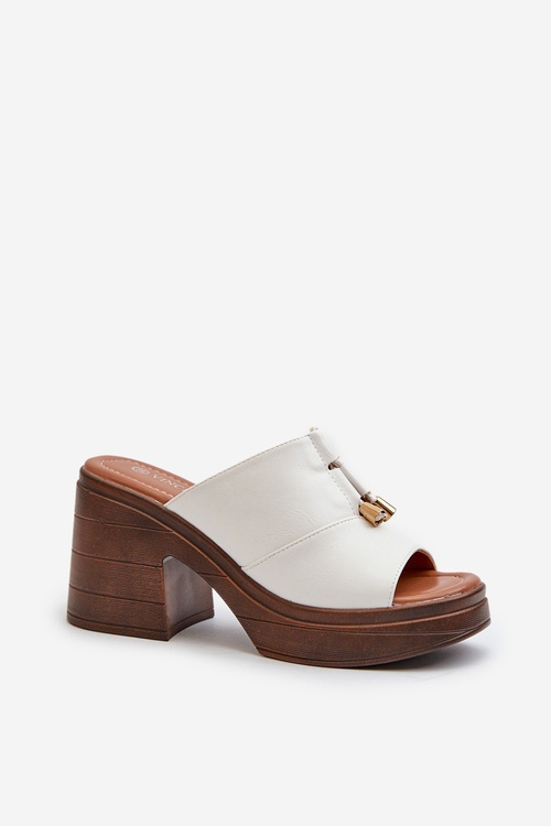 Women's Eco Leather Platform and Block Heel White Sandals Dafira