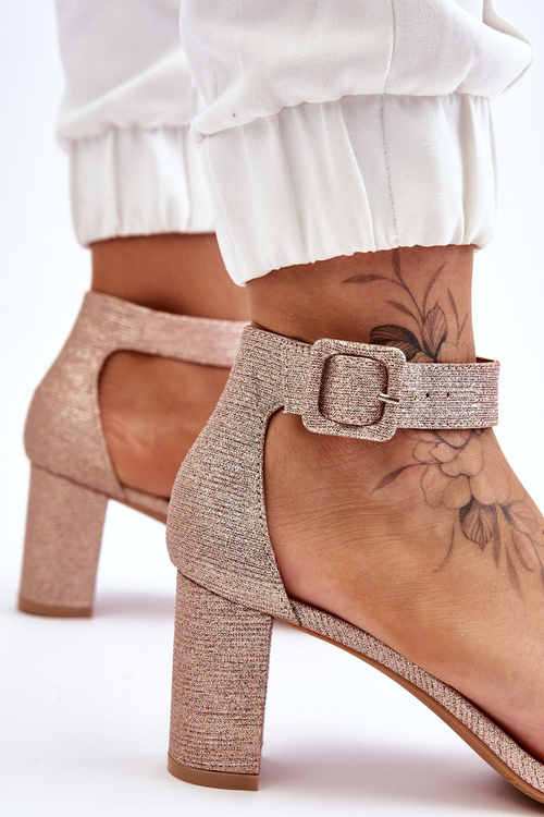 Glossy Heel Sandals Rose Gold Maxim