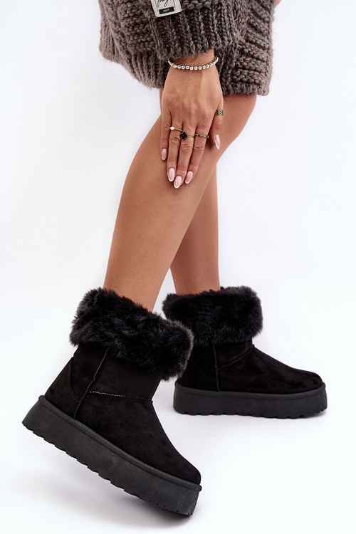 Śniegowce Damskie Futerko Czarne Rainsa VL215